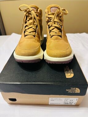 The North Face Wheat Suede High-Top Trail Sneakers with Cream Midsole